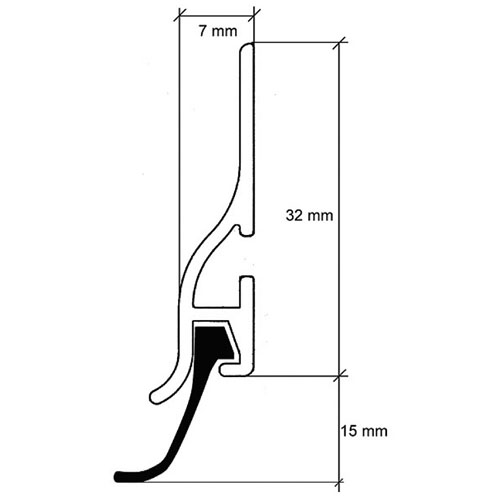 Burlete para Bajo de Puerta Adhesivo de Aluminio con Labio Burcasa